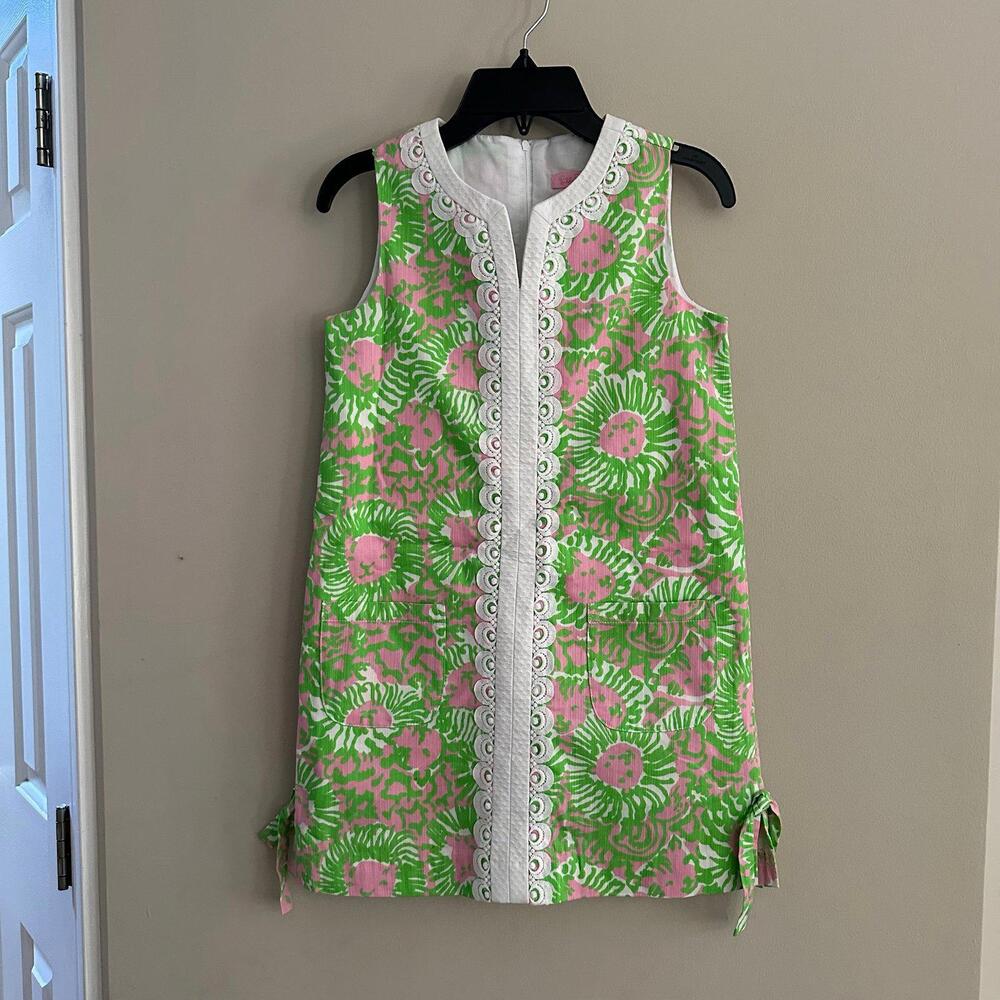 Lilly Pulitzer Pink and Green Floral Shift Dress